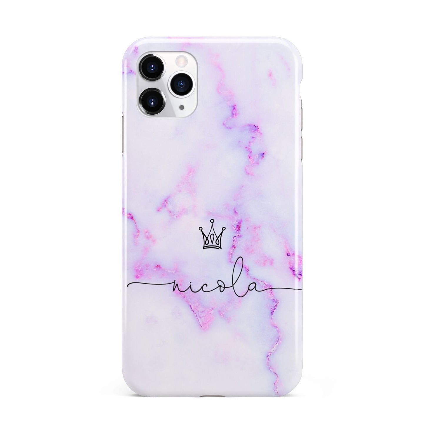 Pale Purple Glitter Marble with Crowned Name iPhone 11 Pro Max 3D Tough Case