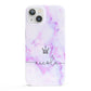 Pale Purple Glitter Marble with Crowned Name iPhone 13 Full Wrap 3D Snap Case