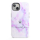 Pale Purple Glitter Marble with Crowned Name iPhone 13 Full Wrap 3D Tough Case