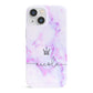 Pale Purple Glitter Marble with Crowned Name iPhone 13 Mini Full Wrap 3D Snap Case