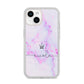 Pale Purple Glitter Marble with Crowned Name iPhone 14 Clear Tough Case Starlight