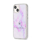 Pale Purple Glitter Marble with Crowned Name iPhone 14 Glitter Tough Case Starlight Angled Image