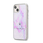 Pale Purple Glitter Marble with Crowned Name iPhone 14 Plus Clear Tough Case Starlight Angled Image