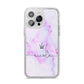 Pale Purple Glitter Marble with Crowned Name iPhone 14 Pro Max Glitter Tough Case Silver