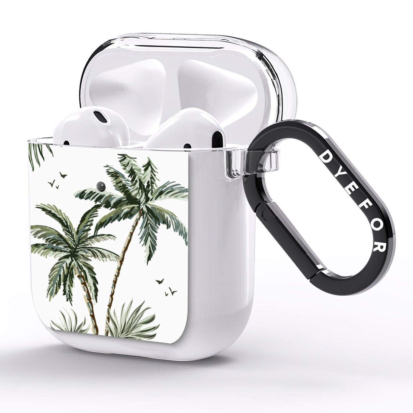 Palm Tree Pattern AirPods Clear Case Side Image