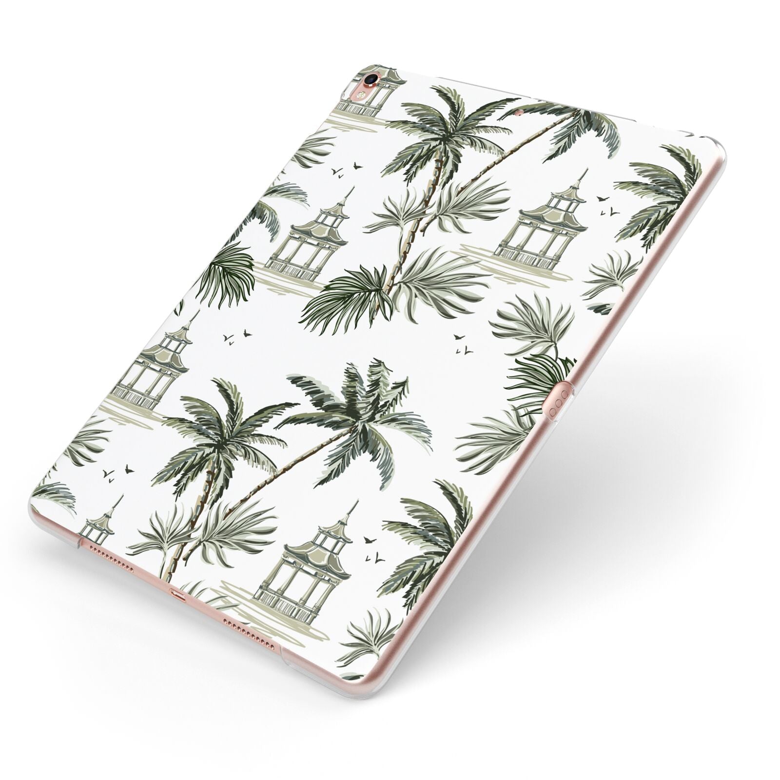 Palm Tree Pattern Apple iPad Case on Rose Gold iPad Side View