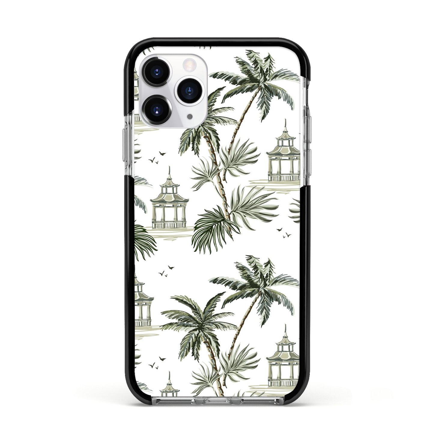 Palm Tree Pattern Apple iPhone 11 Pro in Silver with Black Impact Case