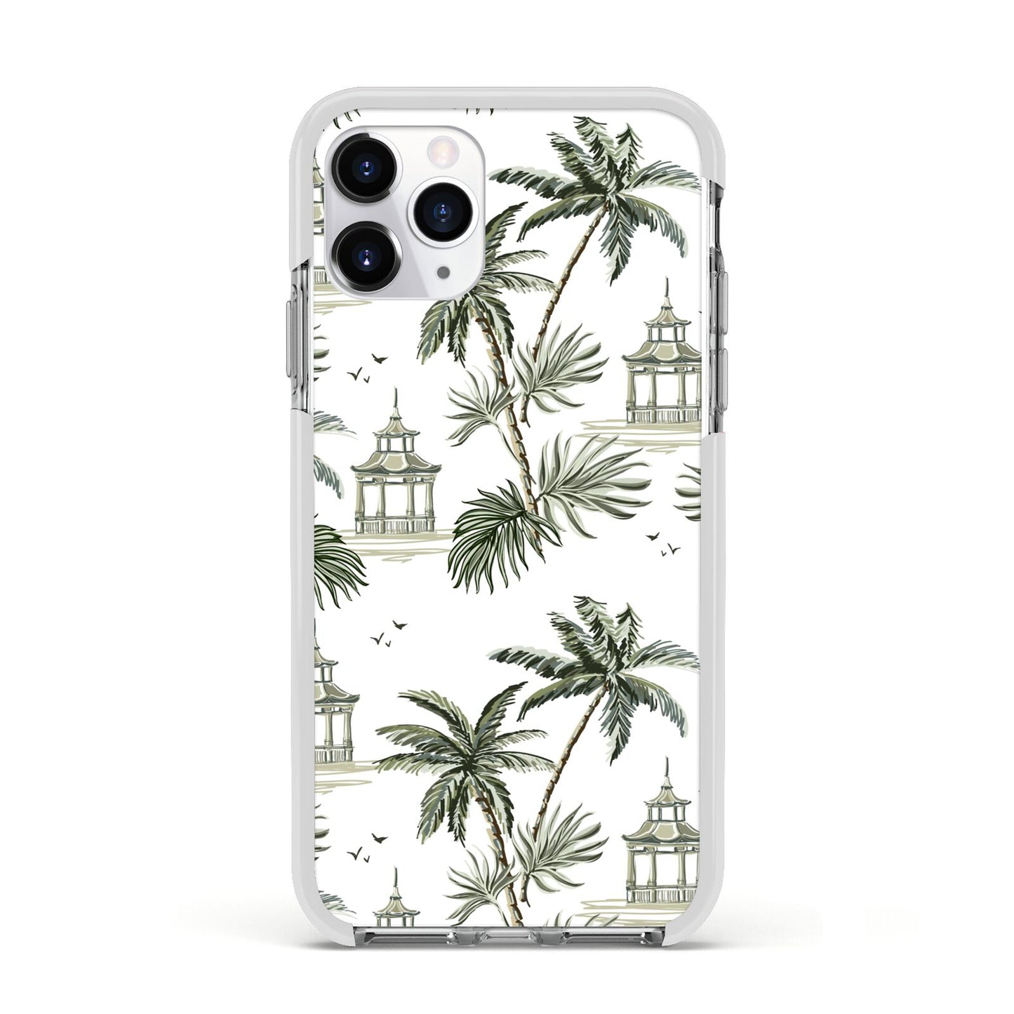 Palm Tree Pattern Apple iPhone 11 Pro in Silver with White Impact Case