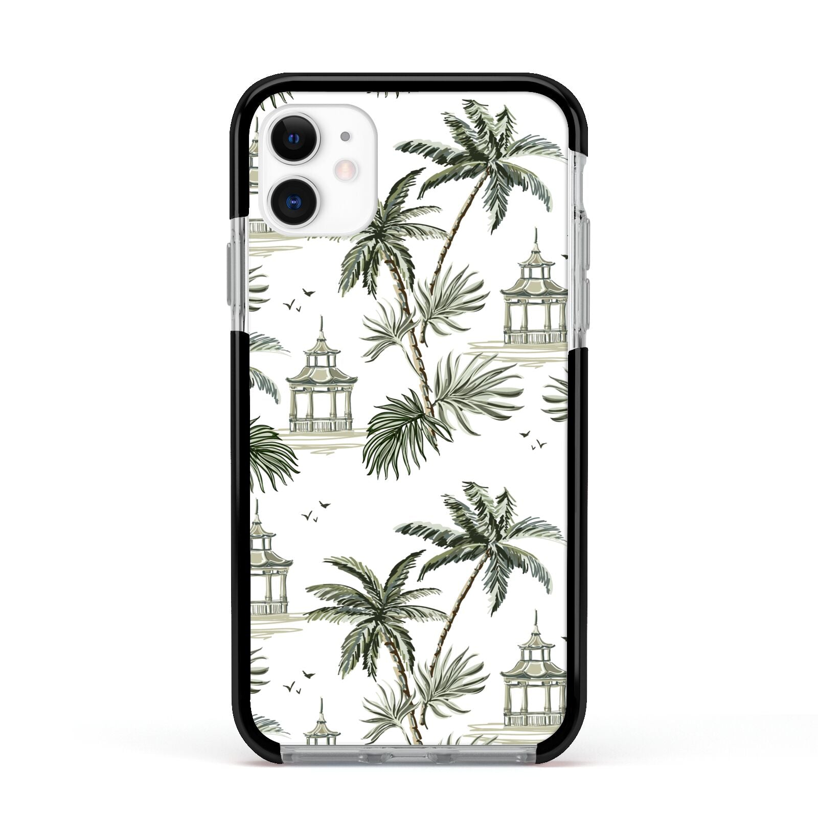 Palm Tree Pattern Apple iPhone 11 in White with Black Impact Case