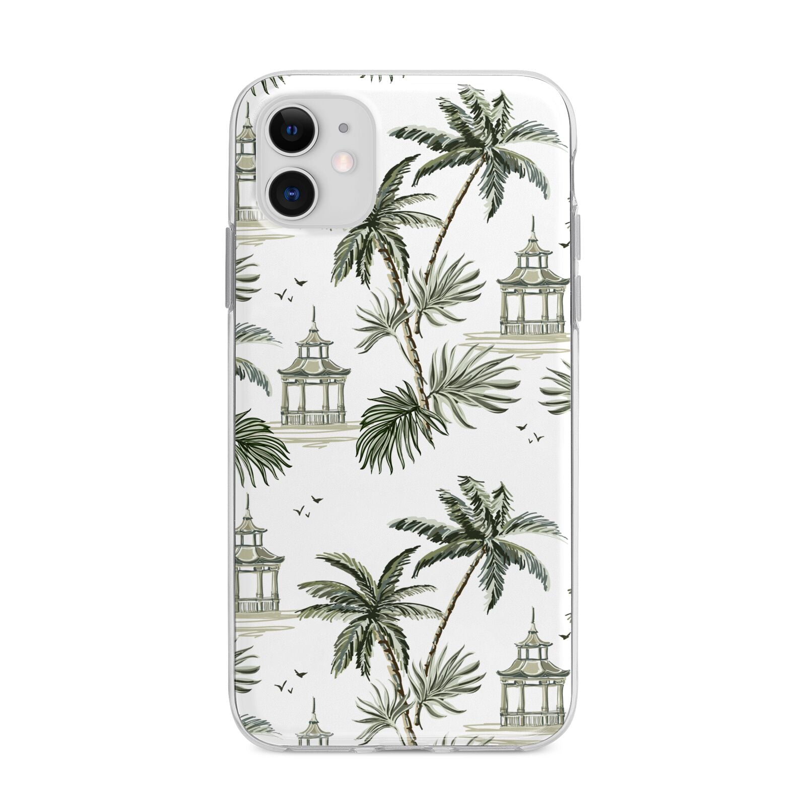 Palm Tree Pattern Apple iPhone 11 in White with Bumper Case