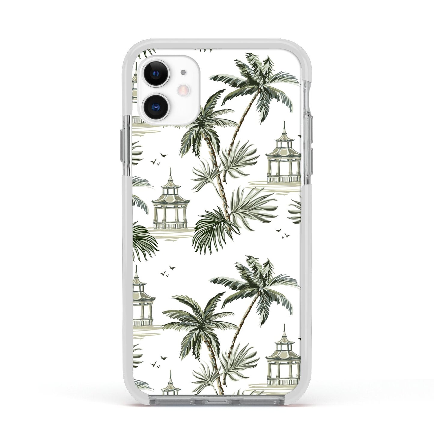 Palm Tree Pattern Apple iPhone 11 in White with White Impact Case