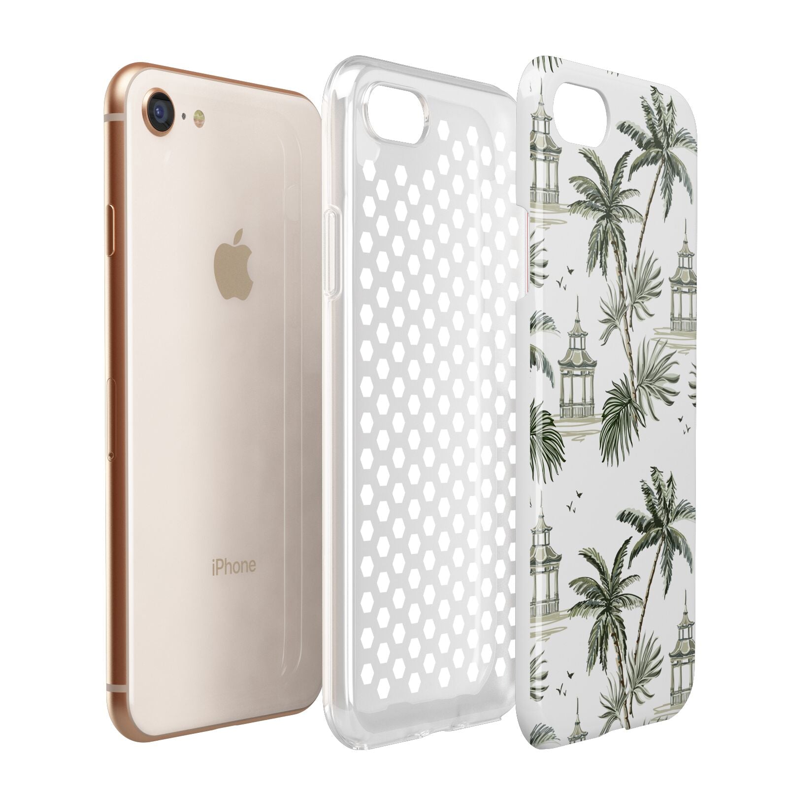 Palm Tree Pattern Apple iPhone 7 8 3D Tough Case Expanded View