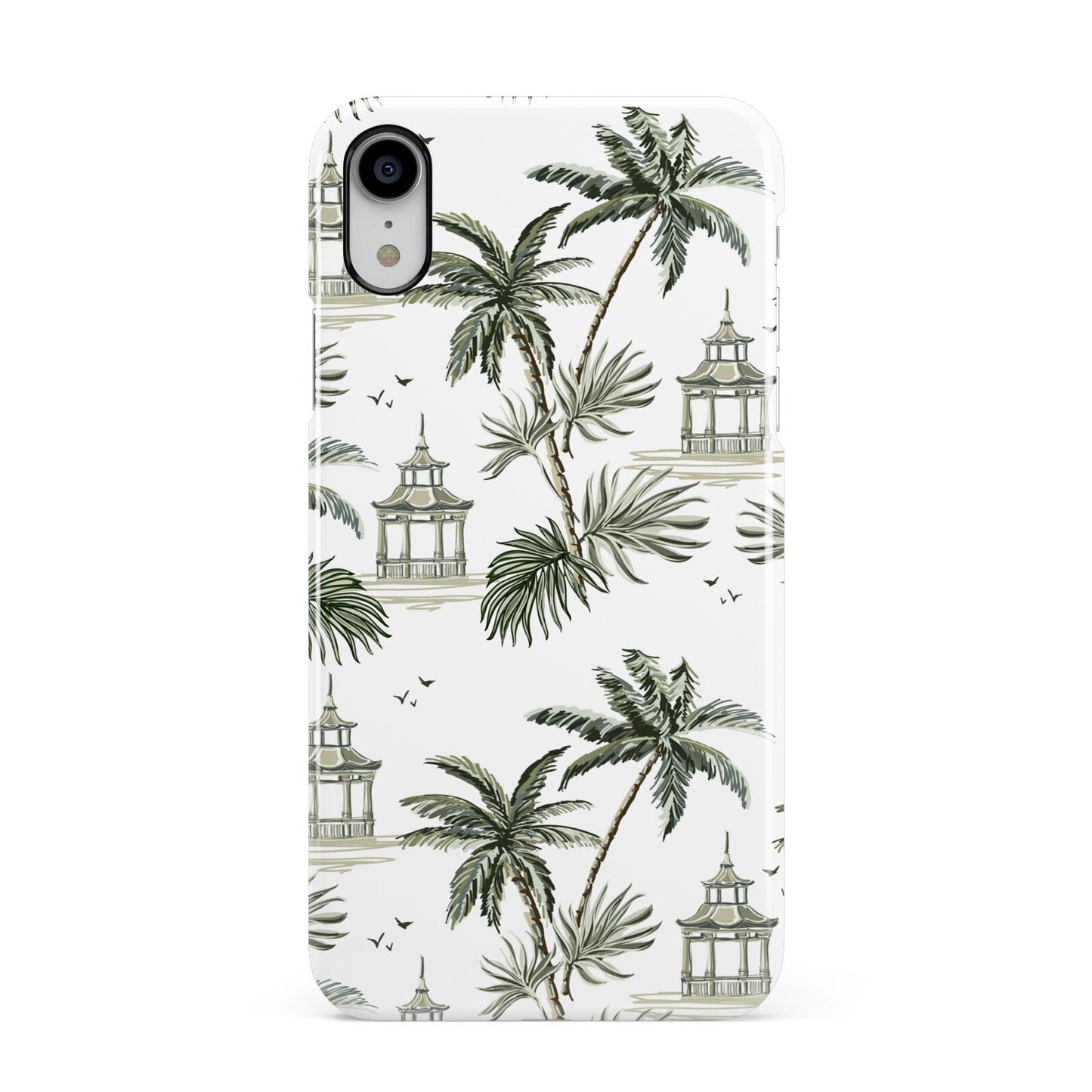 Palm Tree Pattern Apple iPhone XR White 3D Snap Case