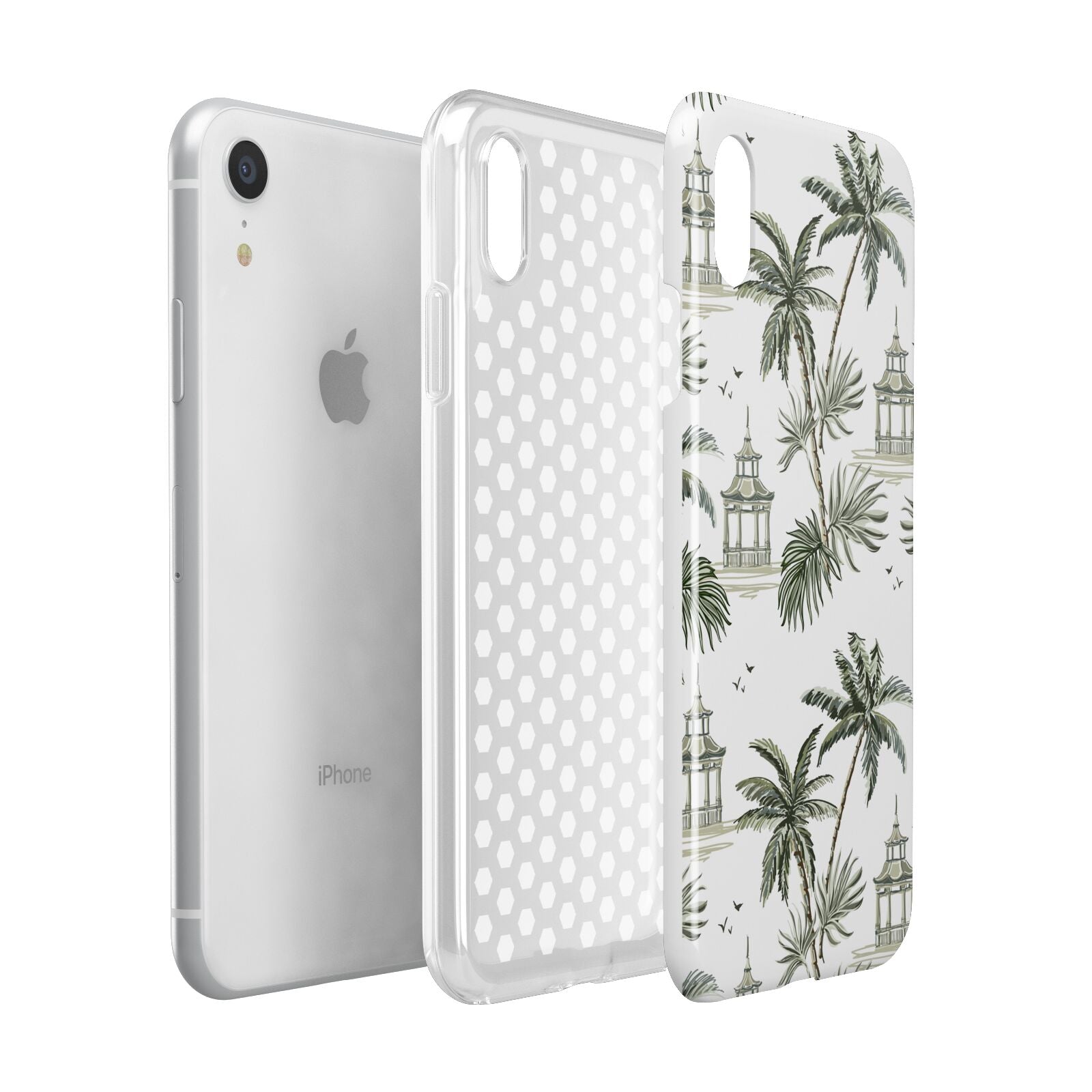 Palm Tree Pattern Apple iPhone XR White 3D Tough Case Expanded view