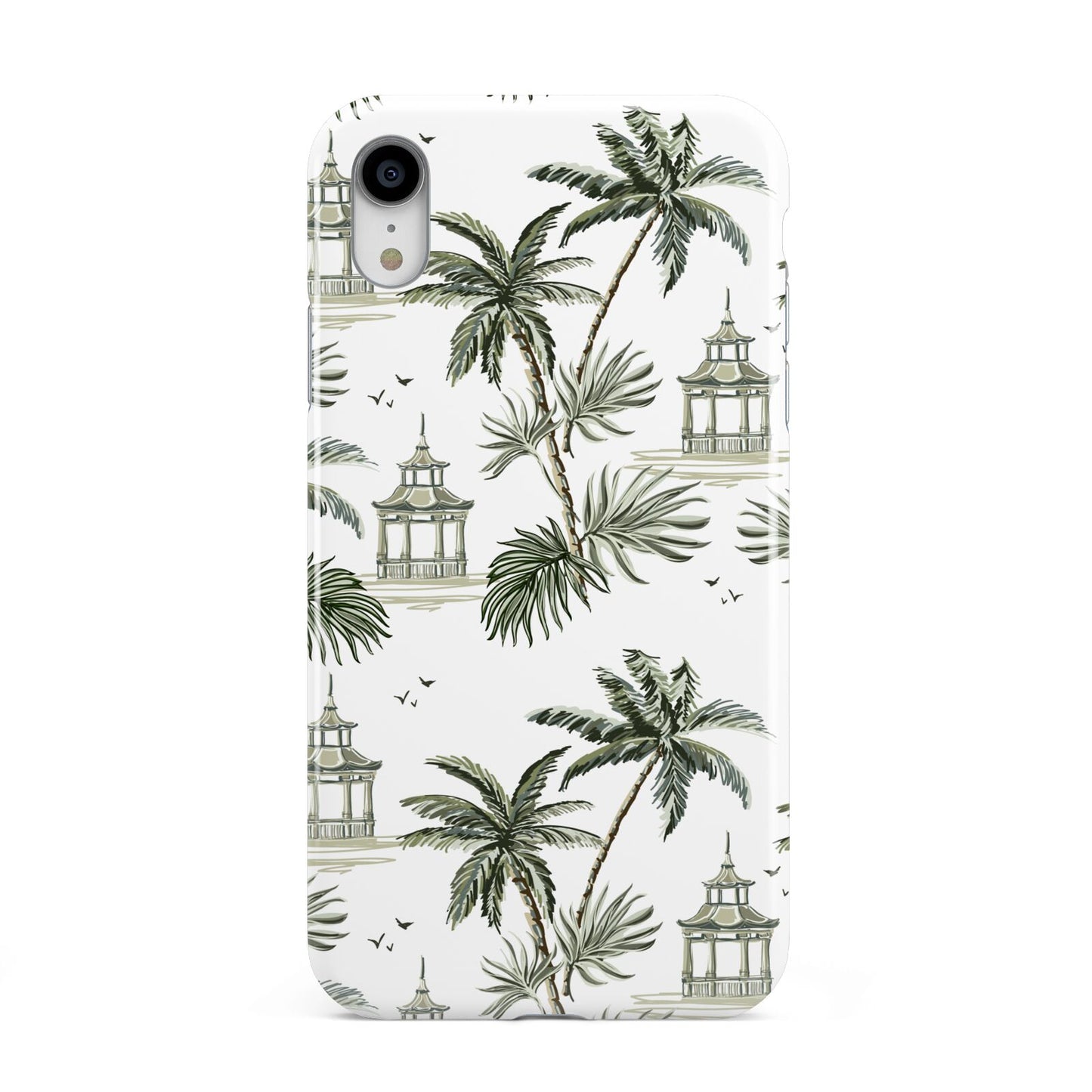 Palm Tree Pattern Apple iPhone XR White 3D Tough Case