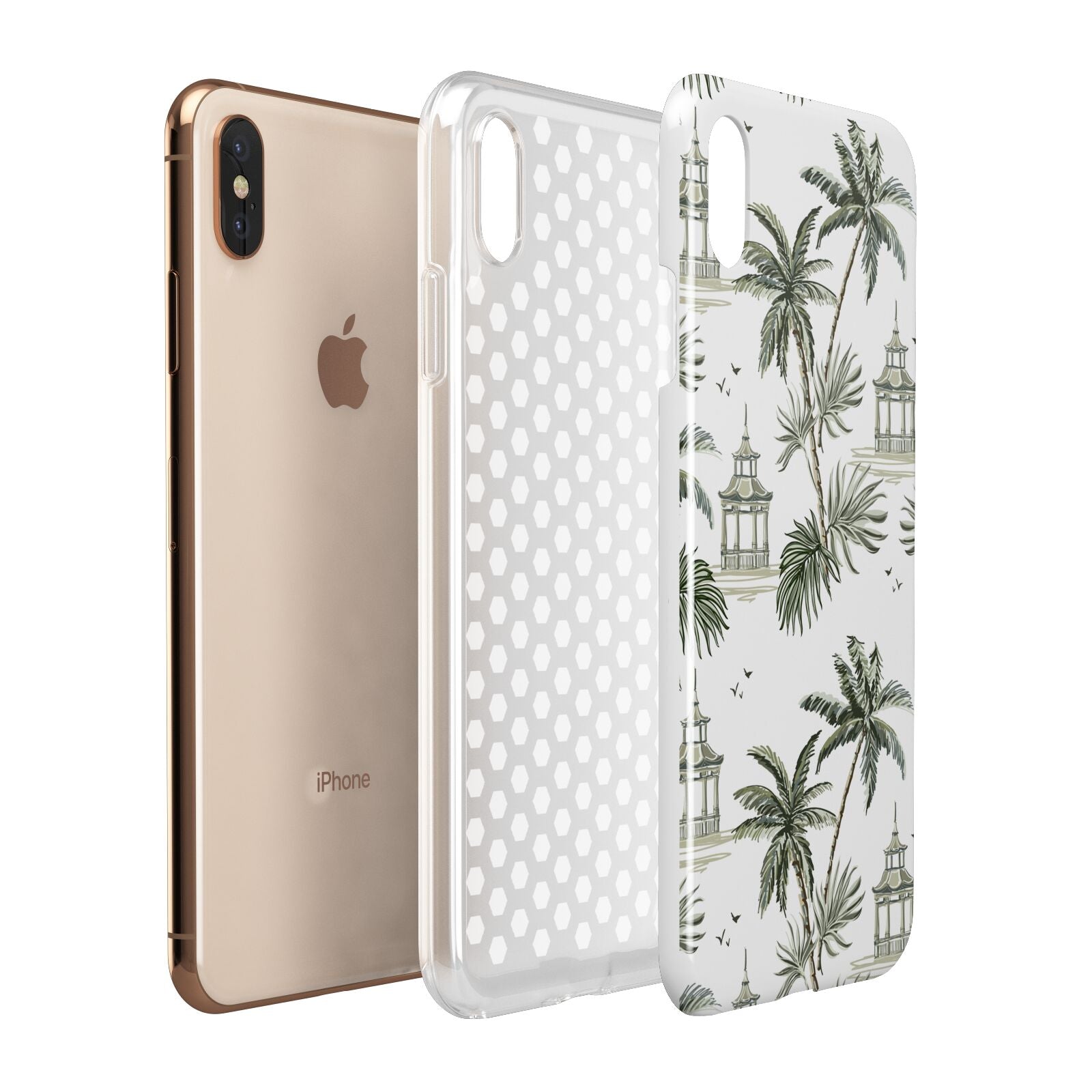 Palm Tree Pattern Apple iPhone Xs Max 3D Tough Case Expanded View