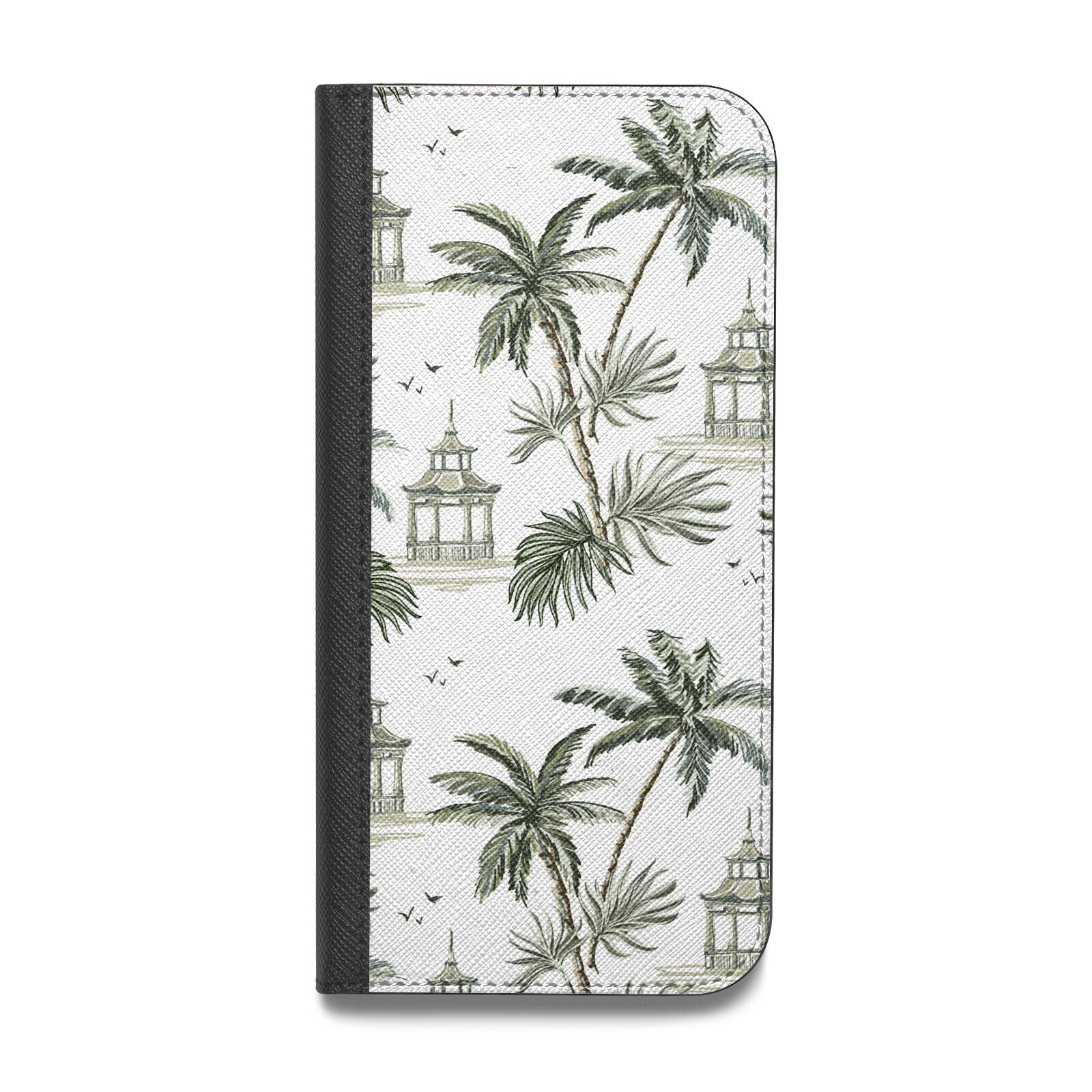 Palm Tree Pattern Vegan Leather Flip iPhone Case