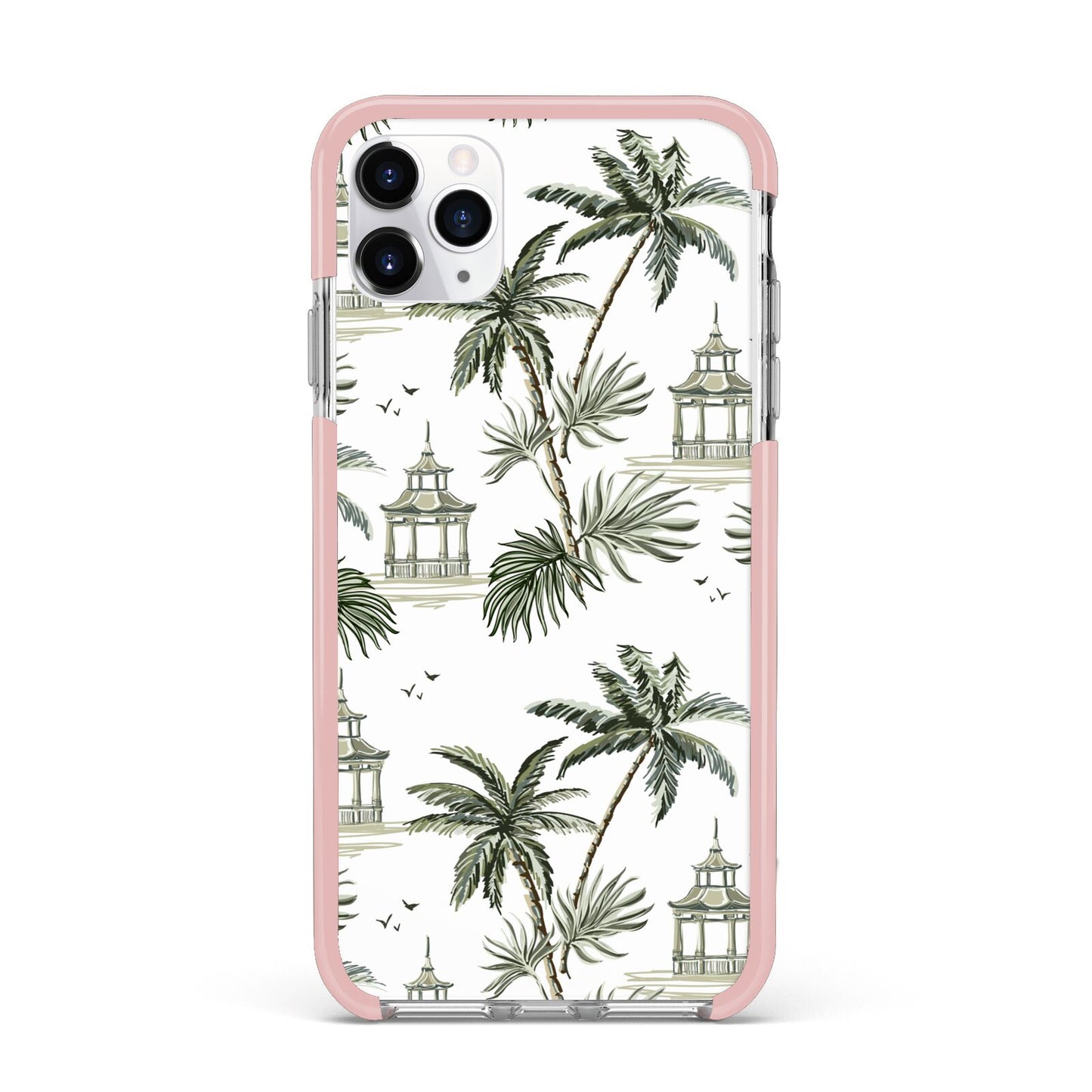 Palm Tree Pattern iPhone 11 Pro Max Impact Pink Edge Case