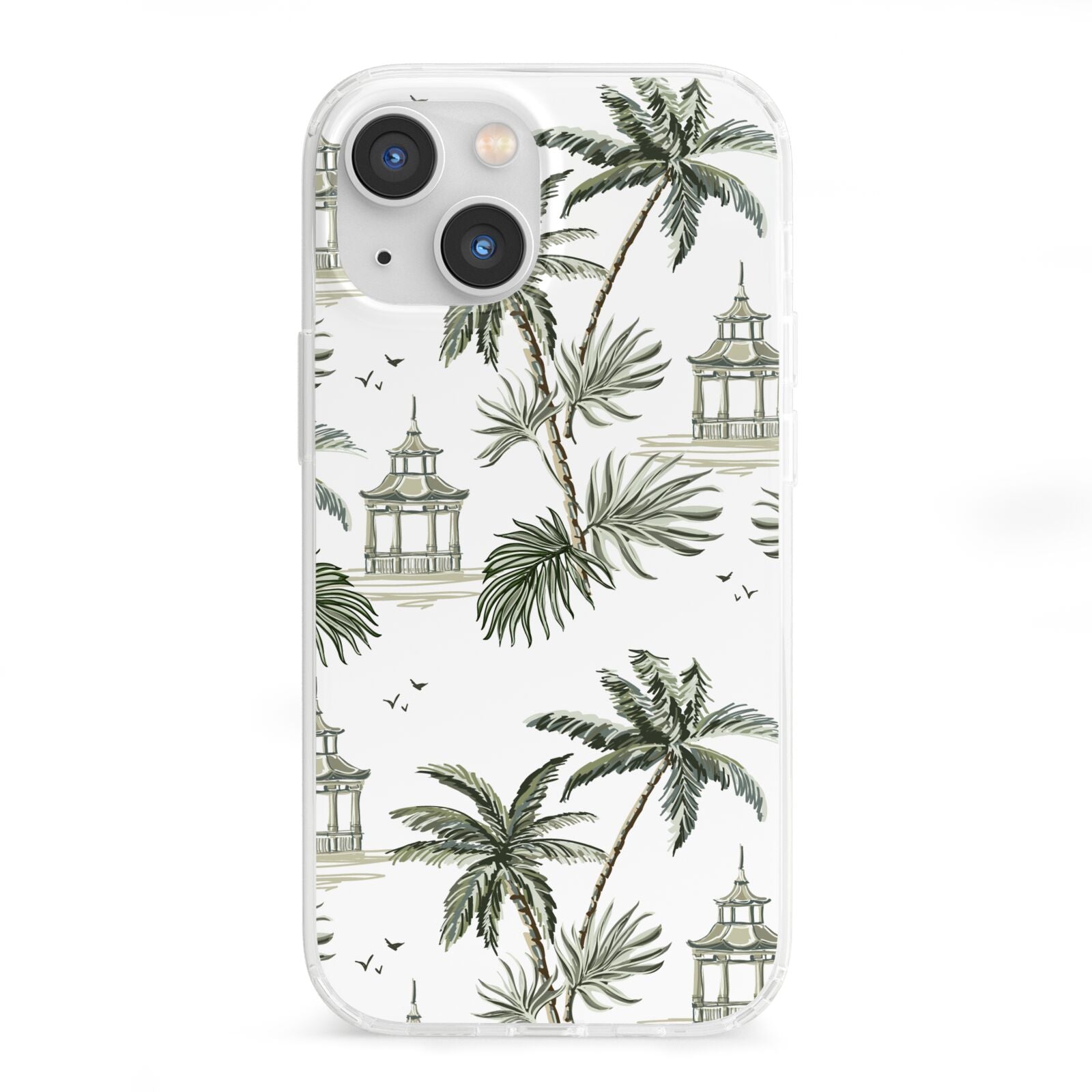 Palm Tree Pattern iPhone 13 Mini Clear Bumper Case