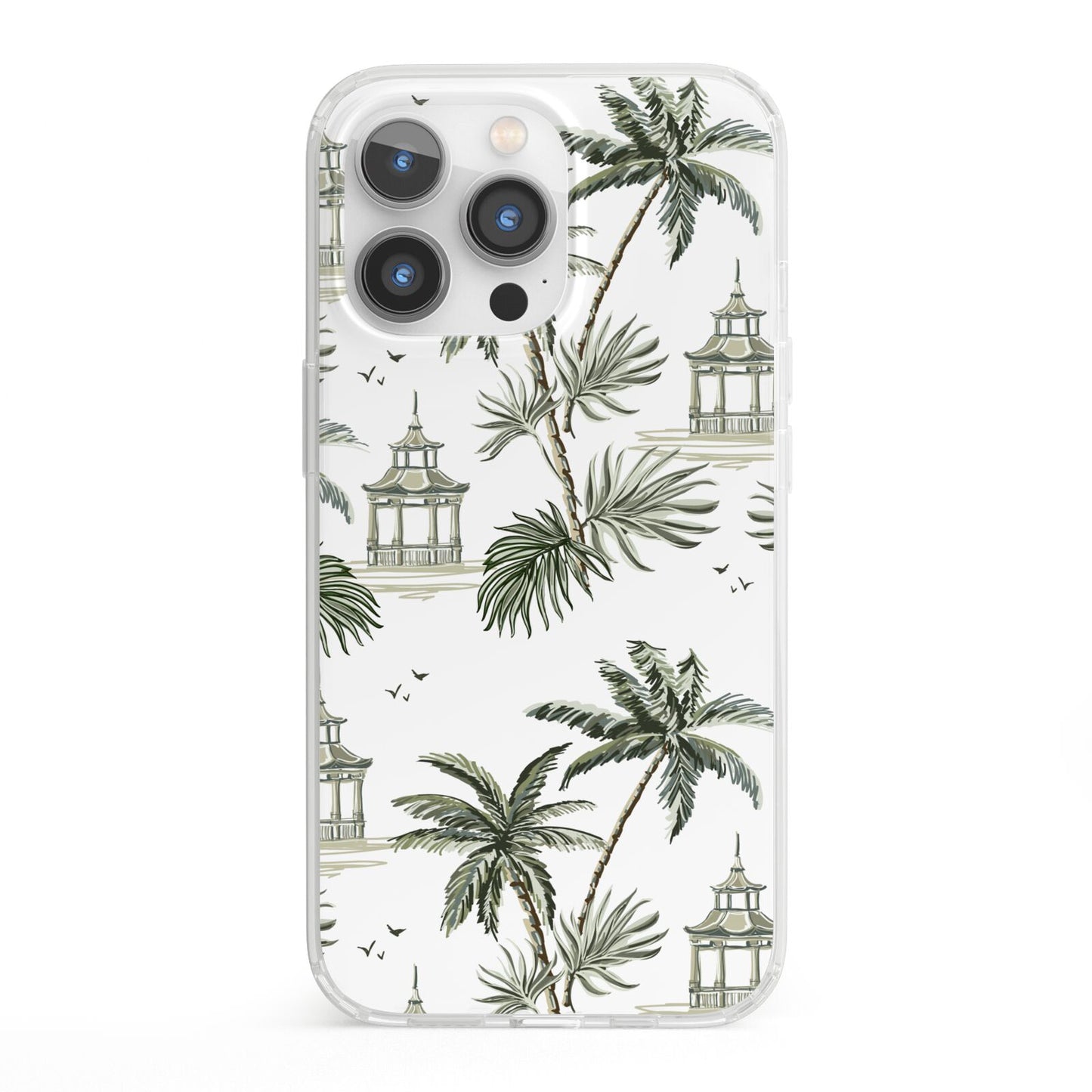 Palm Tree Pattern iPhone 13 Pro Clear Bumper Case