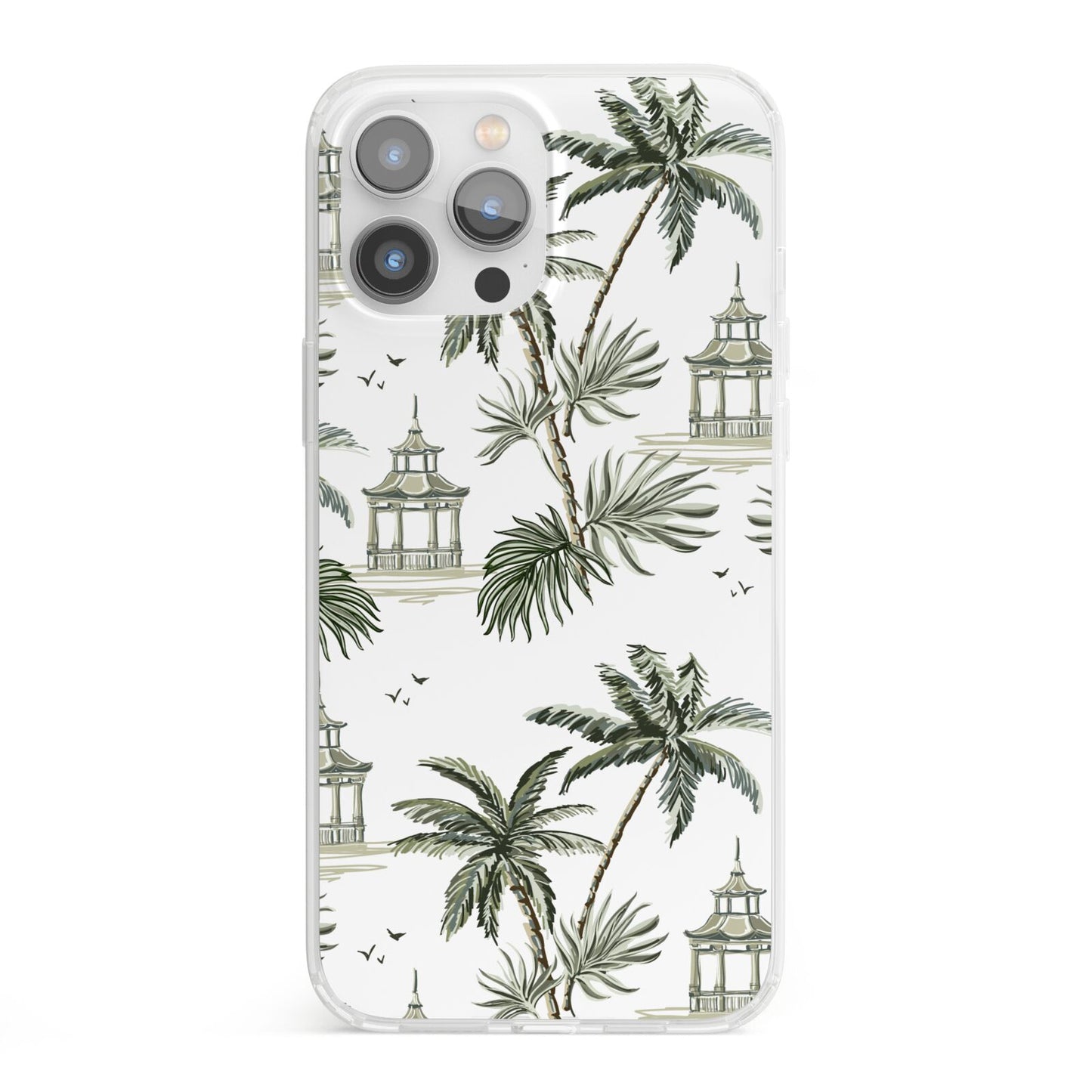 Palm Tree Pattern iPhone 13 Pro Max Clear Bumper Case