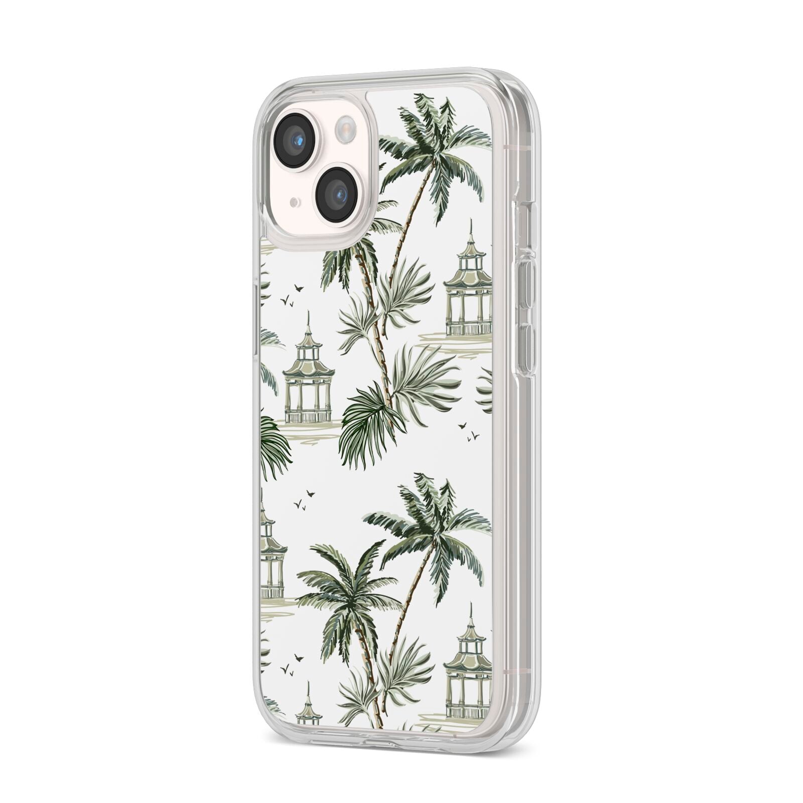 Palm Tree Pattern iPhone 14 Clear Tough Case Starlight Angled Image