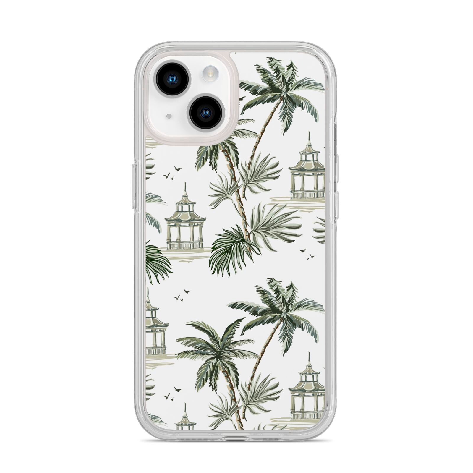 Palm Tree Pattern iPhone 14 Clear Tough Case Starlight