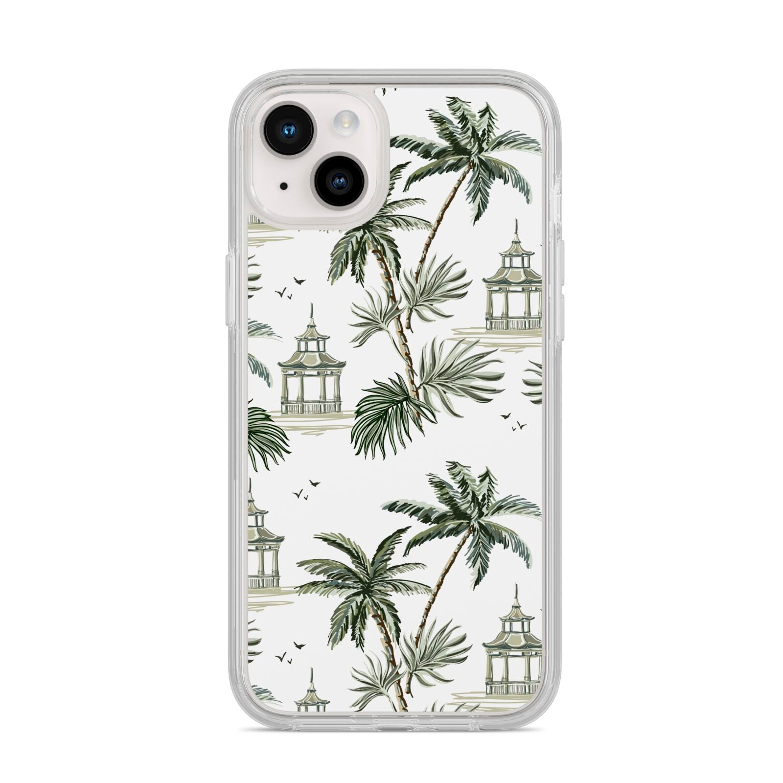 Palm Tree Pattern iPhone 14 Plus Clear Tough Case Starlight