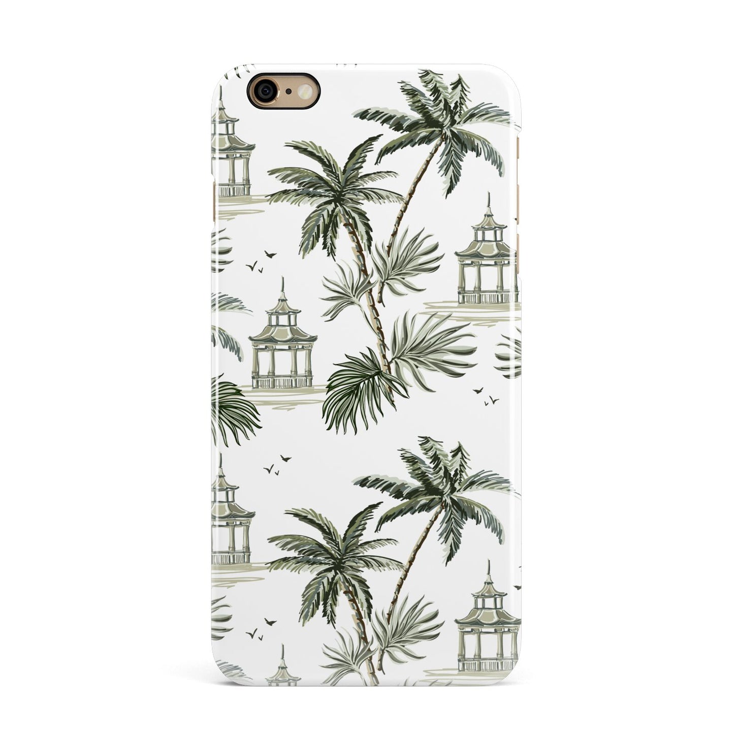 Palm Tree Pattern iPhone 6 Plus 3D Snap Case on Gold Phone