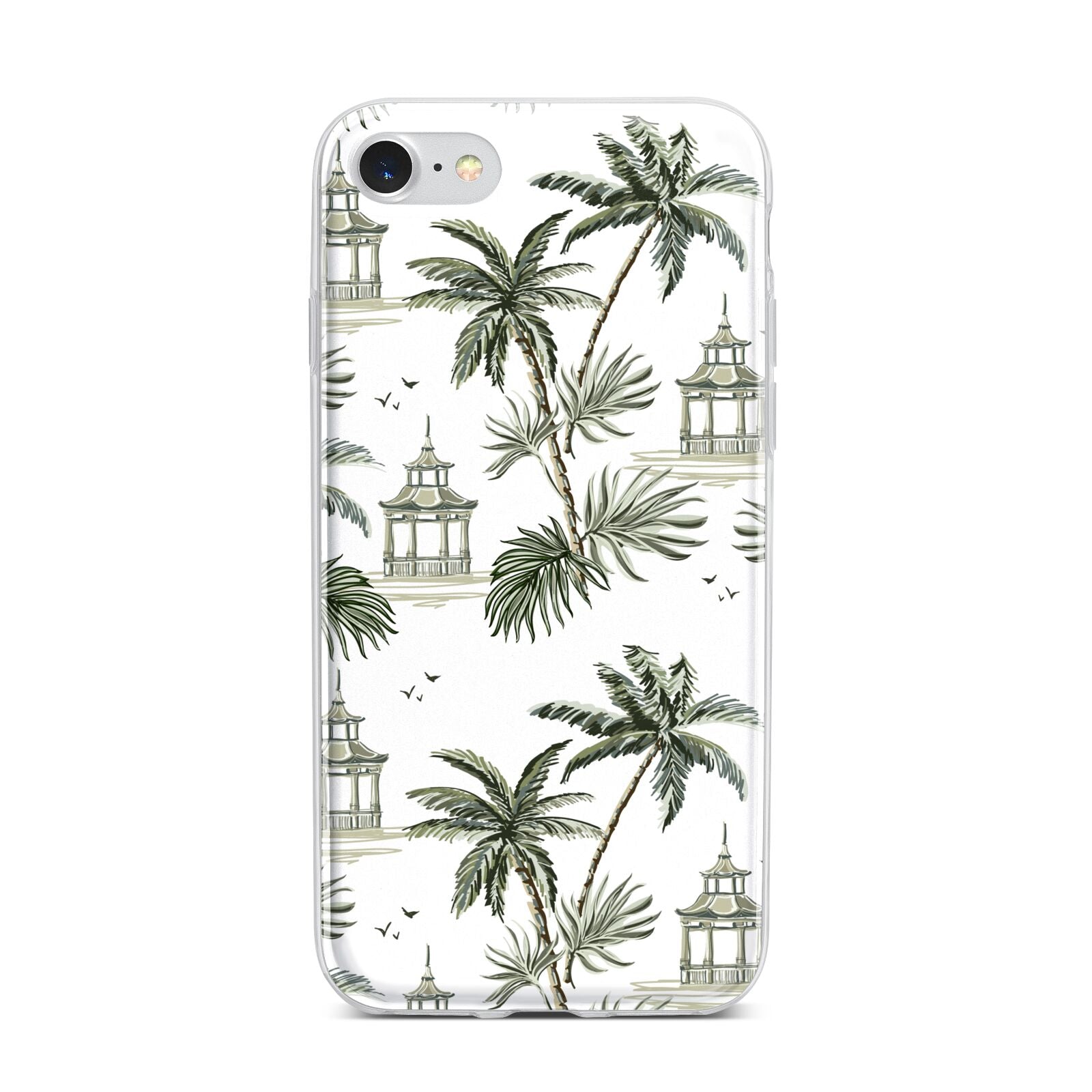 Palm Tree Pattern iPhone 7 Bumper Case on Silver iPhone