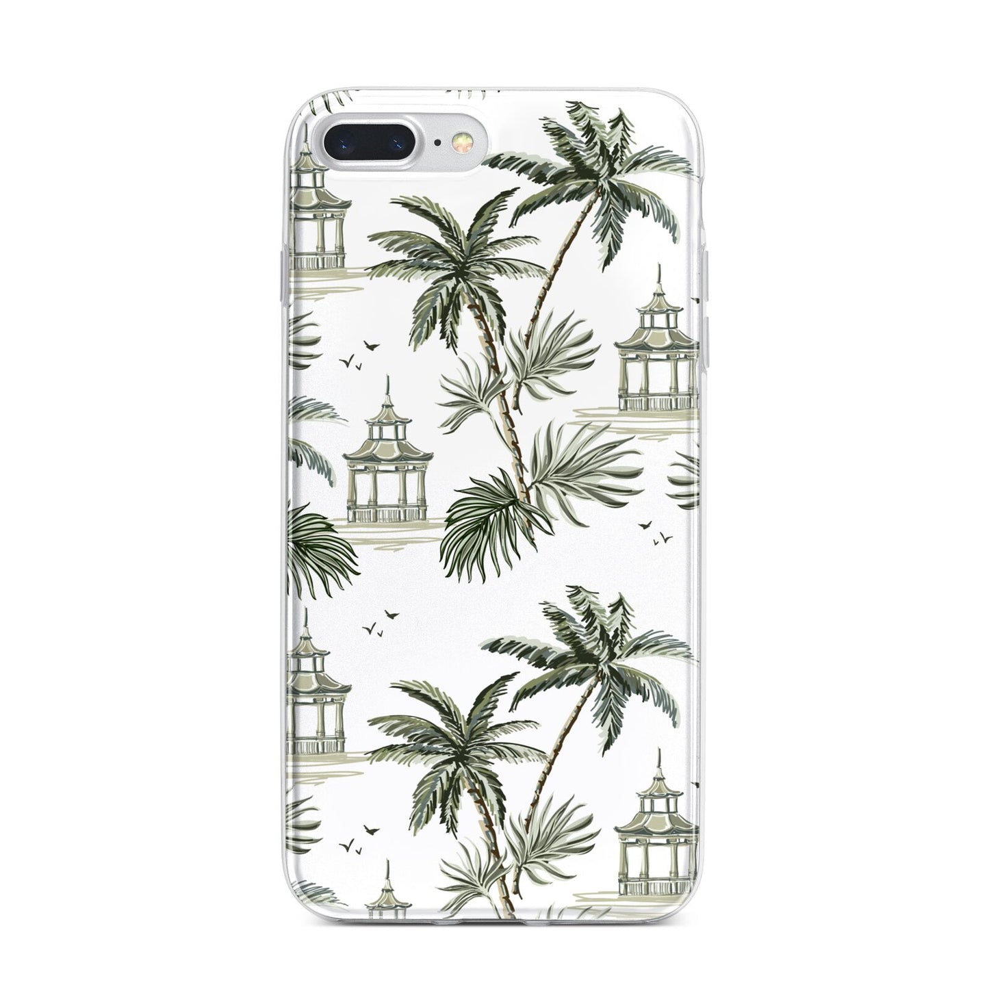 Palm Tree Pattern iPhone 7 Plus Bumper Case on Silver iPhone