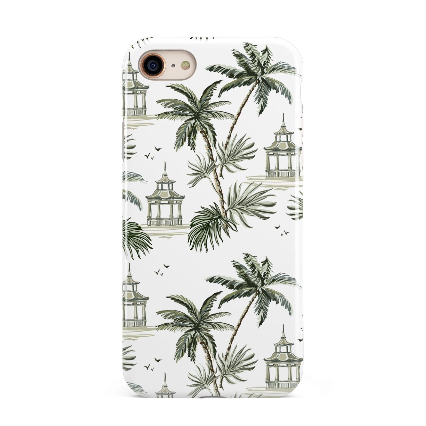 Palm Tree Pattern iPhone 8 3D Tough Case on Gold Phone