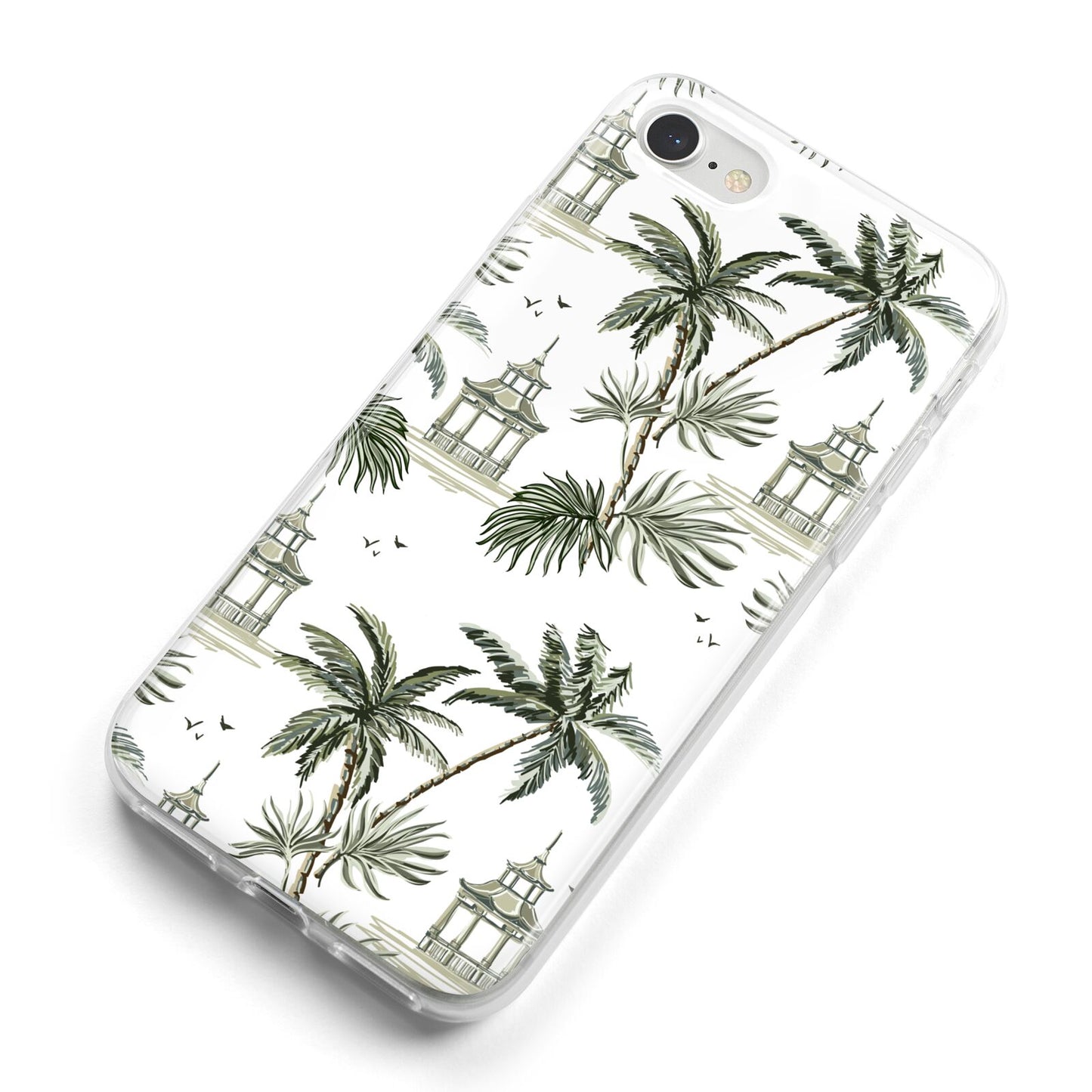 Palm Tree Pattern iPhone 8 Bumper Case on Silver iPhone Alternative Image