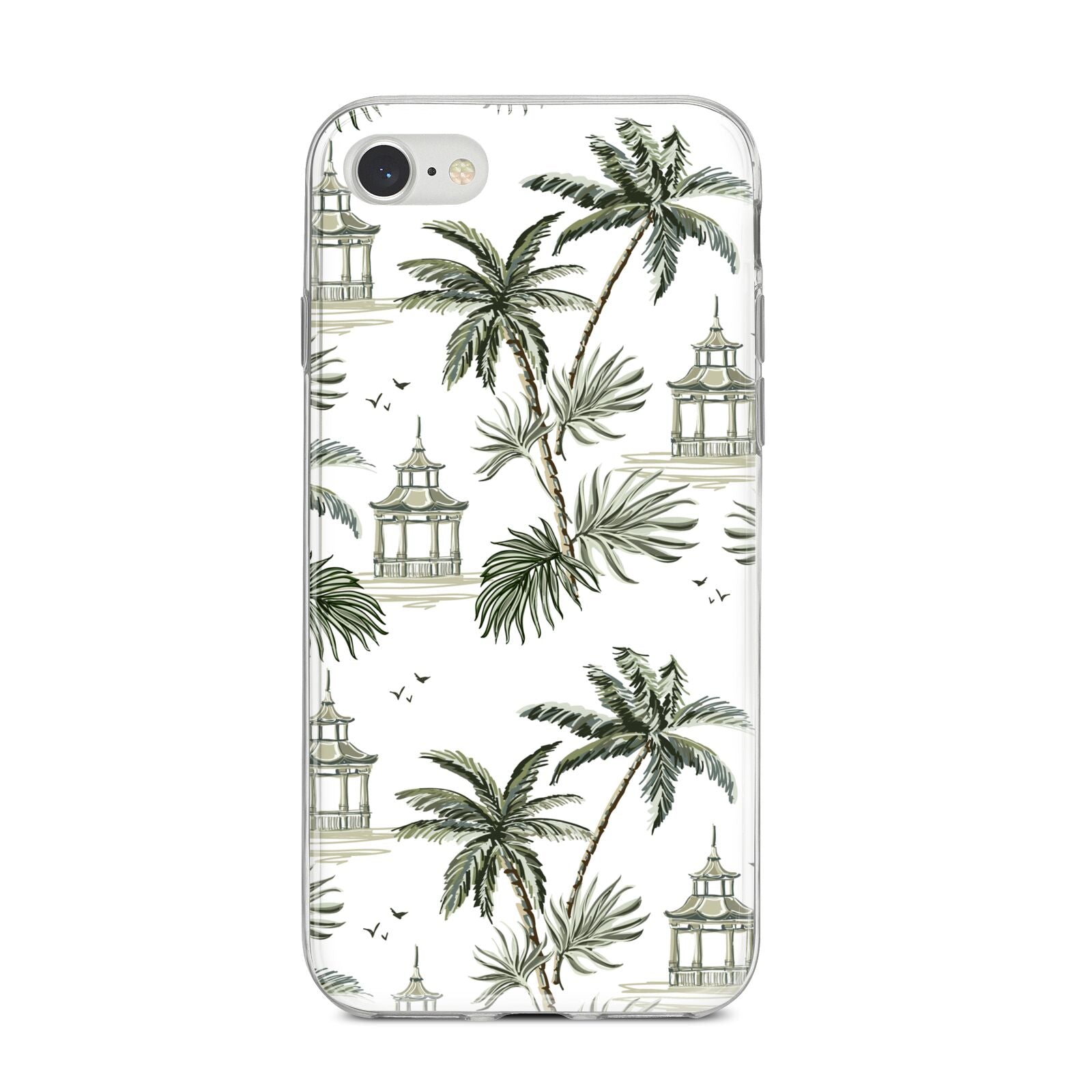 Palm Tree Pattern iPhone 8 Bumper Case on Silver iPhone