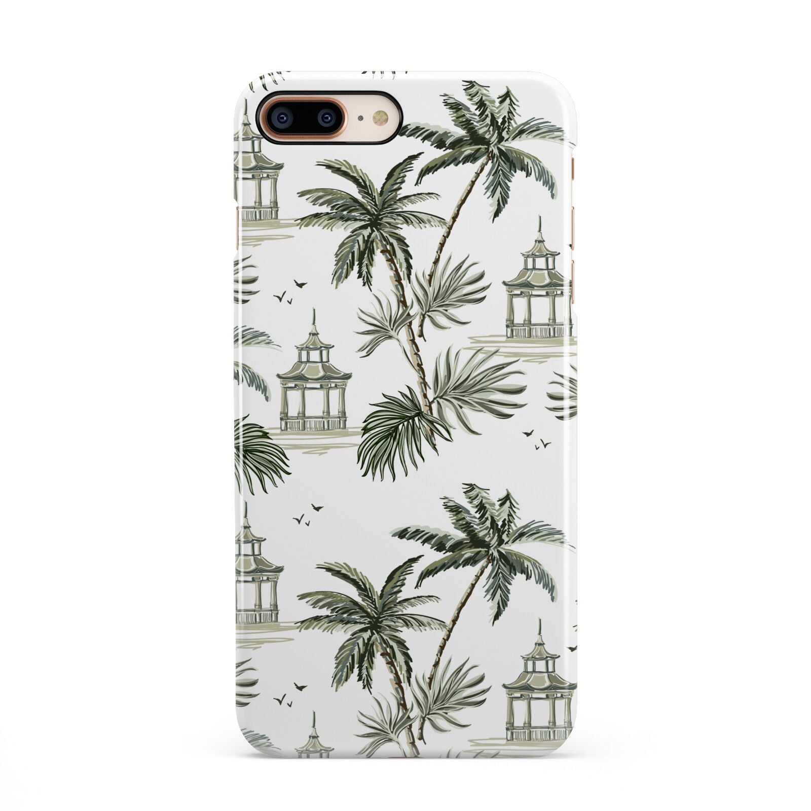 Palm Tree Pattern iPhone 8 Plus 3D Snap Case on Gold Phone