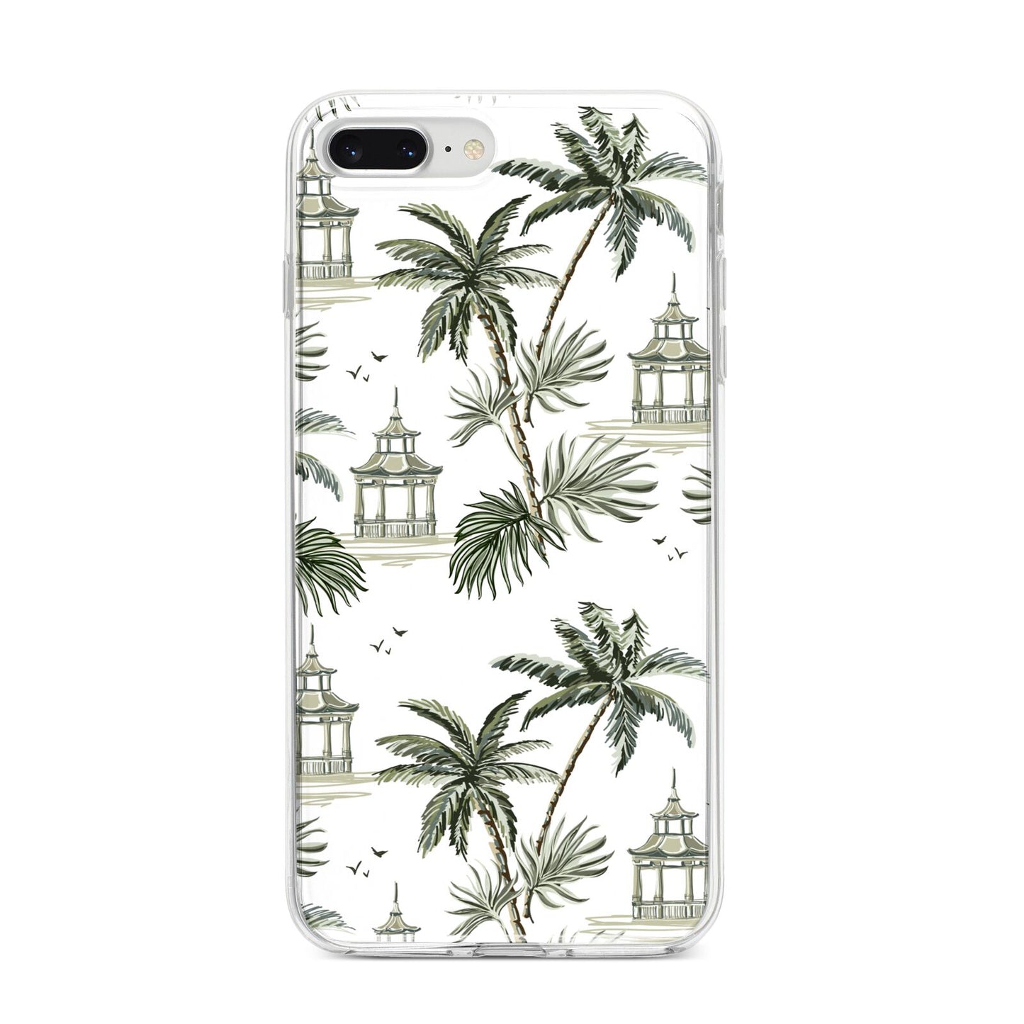 Palm Tree Pattern iPhone 8 Plus Bumper Case on Silver iPhone