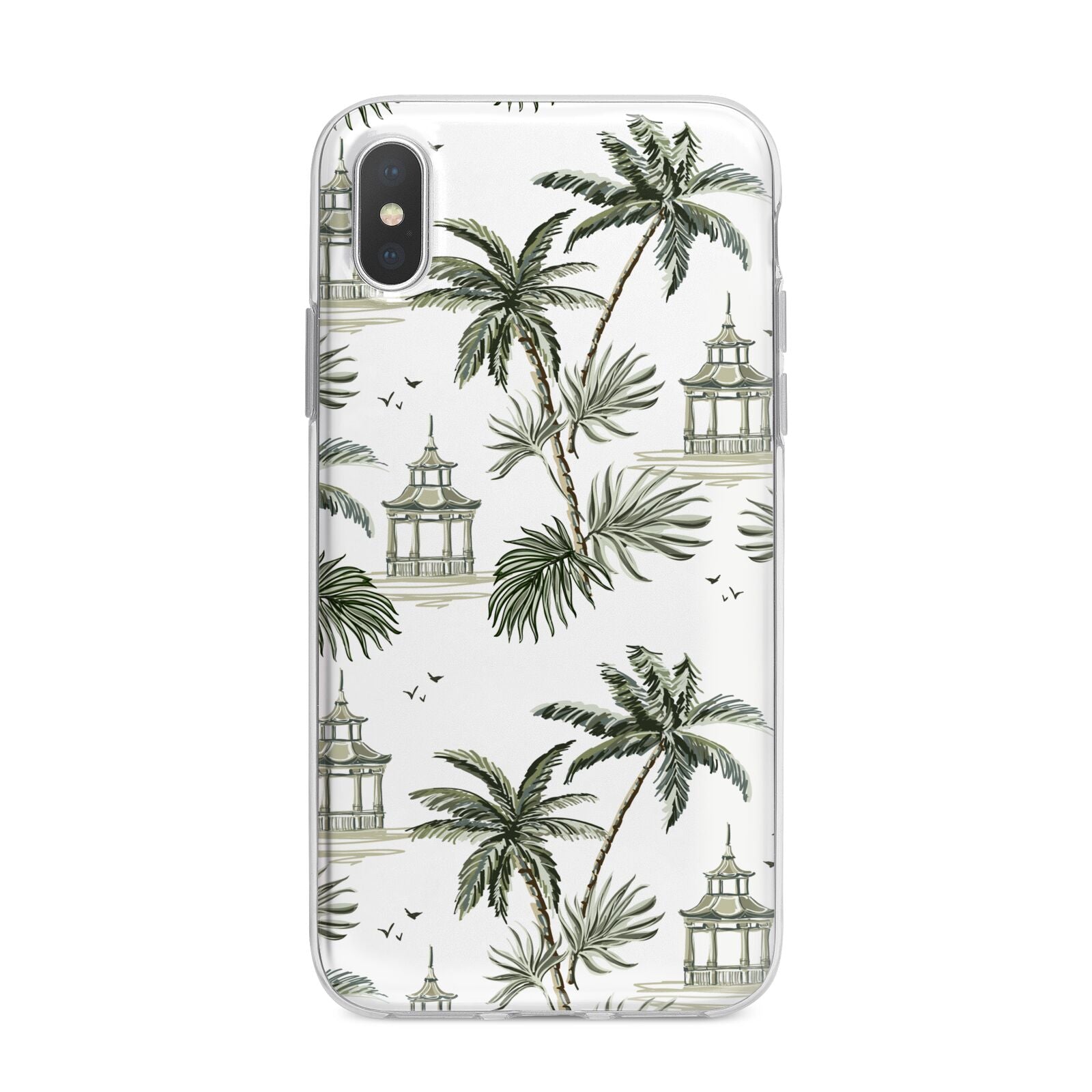 Palm Tree Pattern iPhone X Bumper Case on Silver iPhone Alternative Image 1