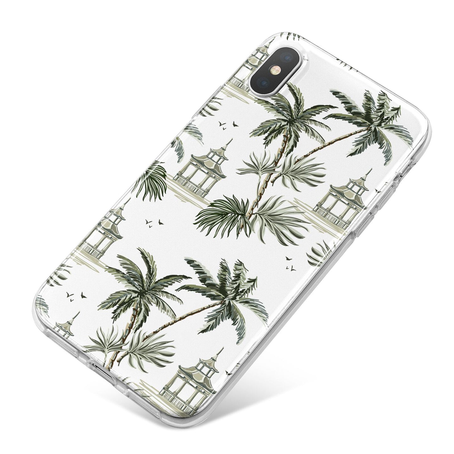 Palm Tree Pattern iPhone X Bumper Case on Silver iPhone