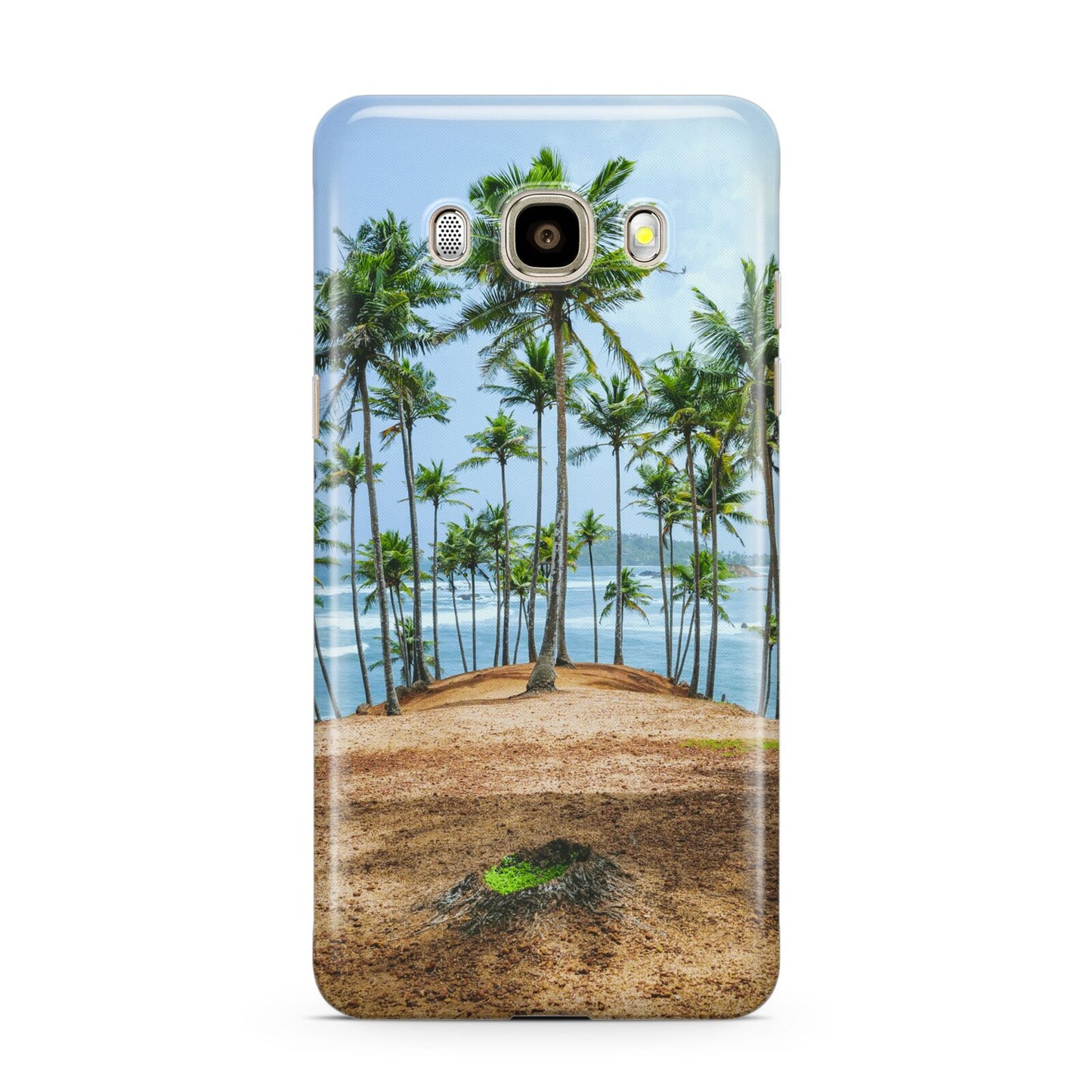 Palm Trees Samsung Galaxy J7 2016 Case on gold phone