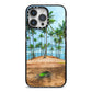 Palm Trees iPhone 14 Pro Max Black Impact Case on Silver phone