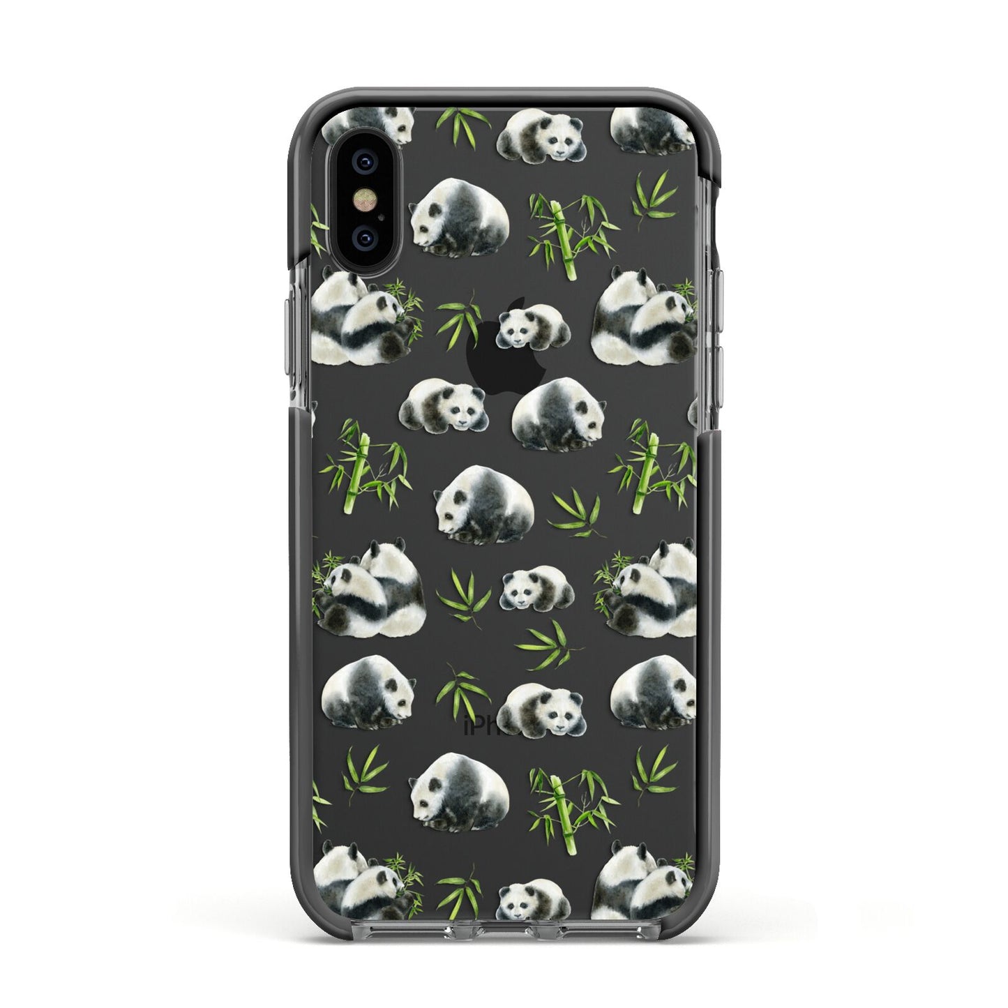 Panda Apple iPhone Xs Impact Case Black Edge on Black Phone