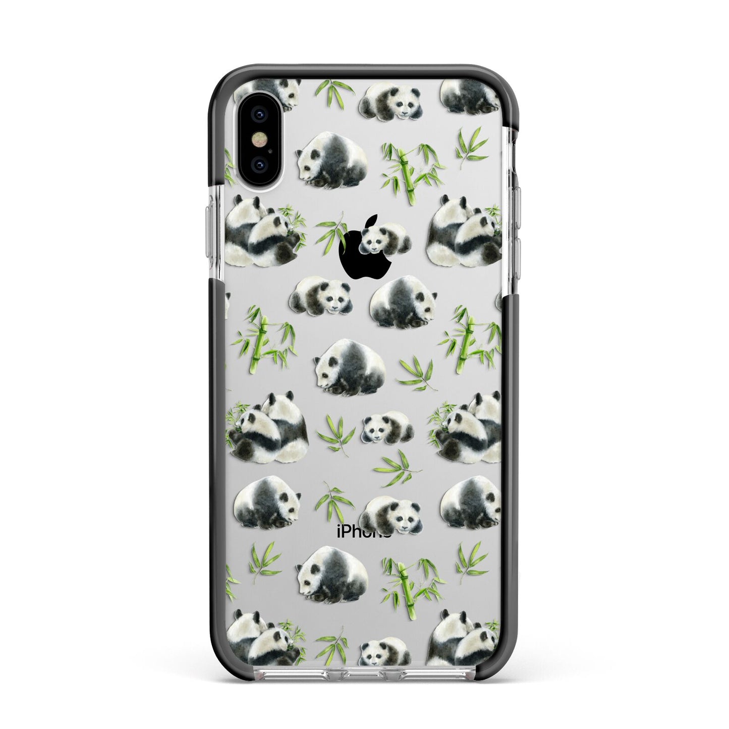 Panda Apple iPhone Xs Max Impact Case Black Edge on Silver Phone