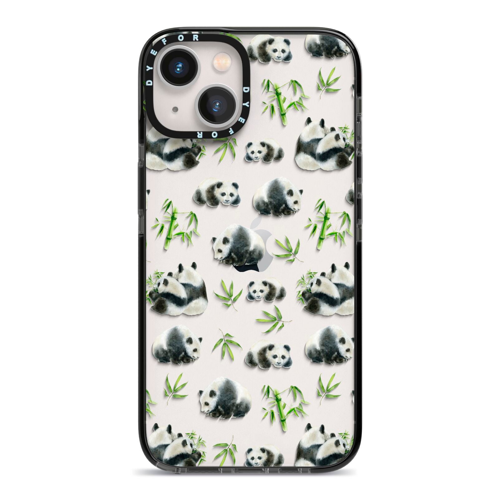 Panda iPhone 13 Black Impact Case on Silver phone