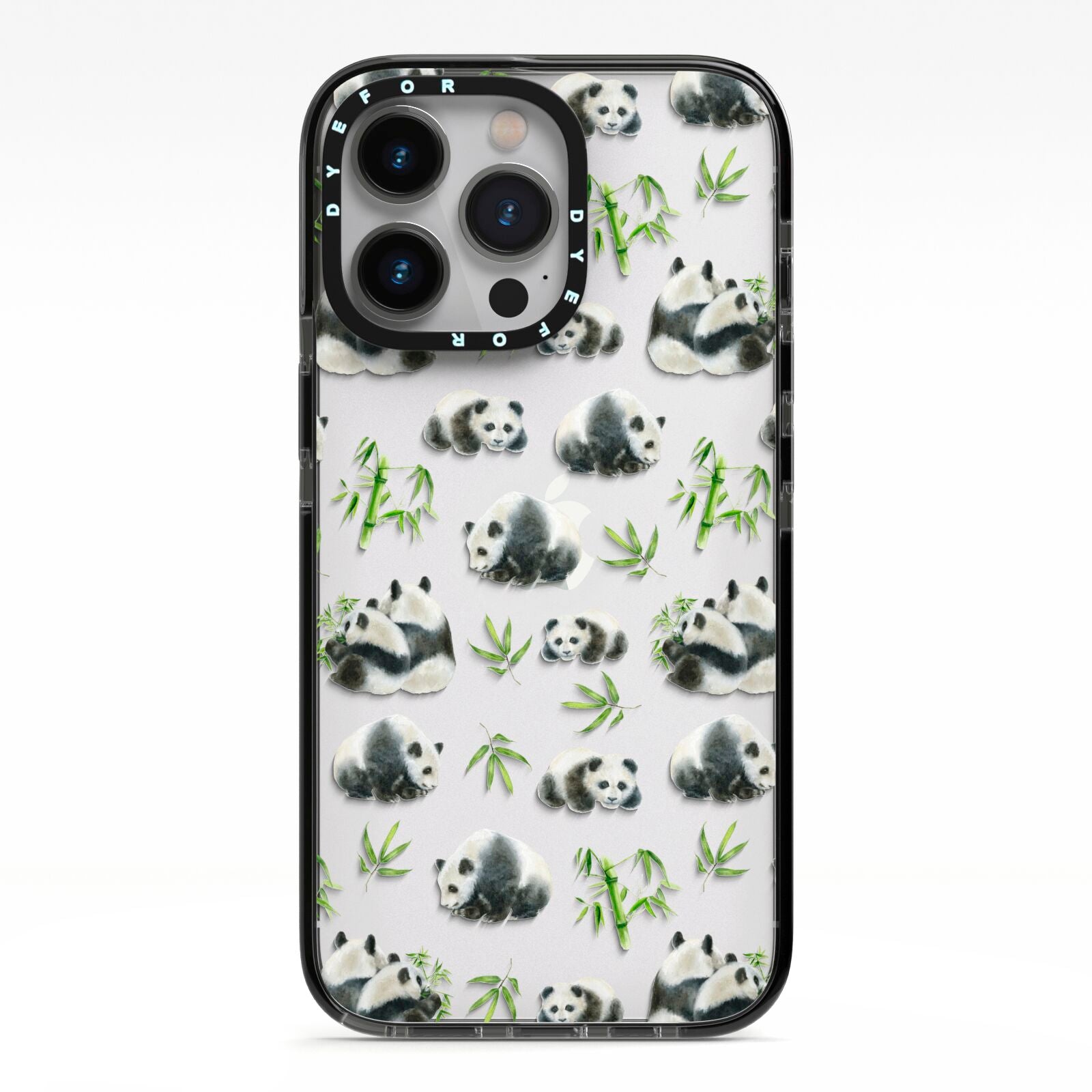 Panda iPhone 13 Pro Black Impact Case on Silver phone