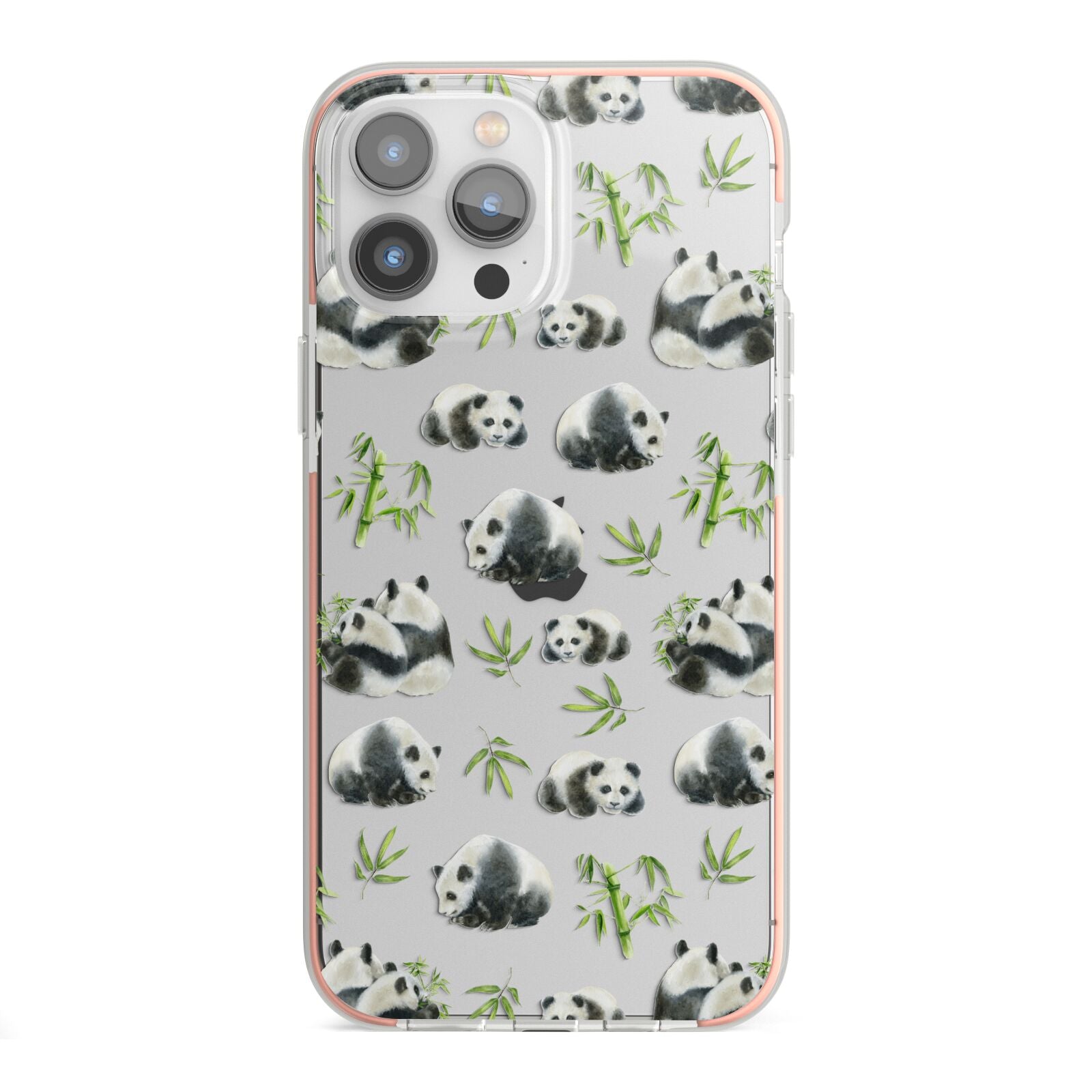 Panda iPhone 13 Pro Max TPU Impact Case with Pink Edges