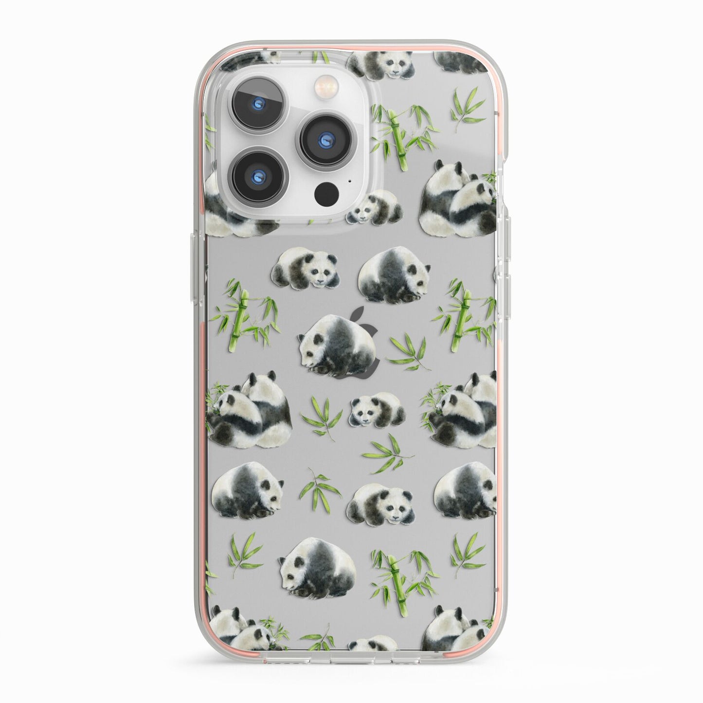 Panda iPhone 13 Pro TPU Impact Case with Pink Edges