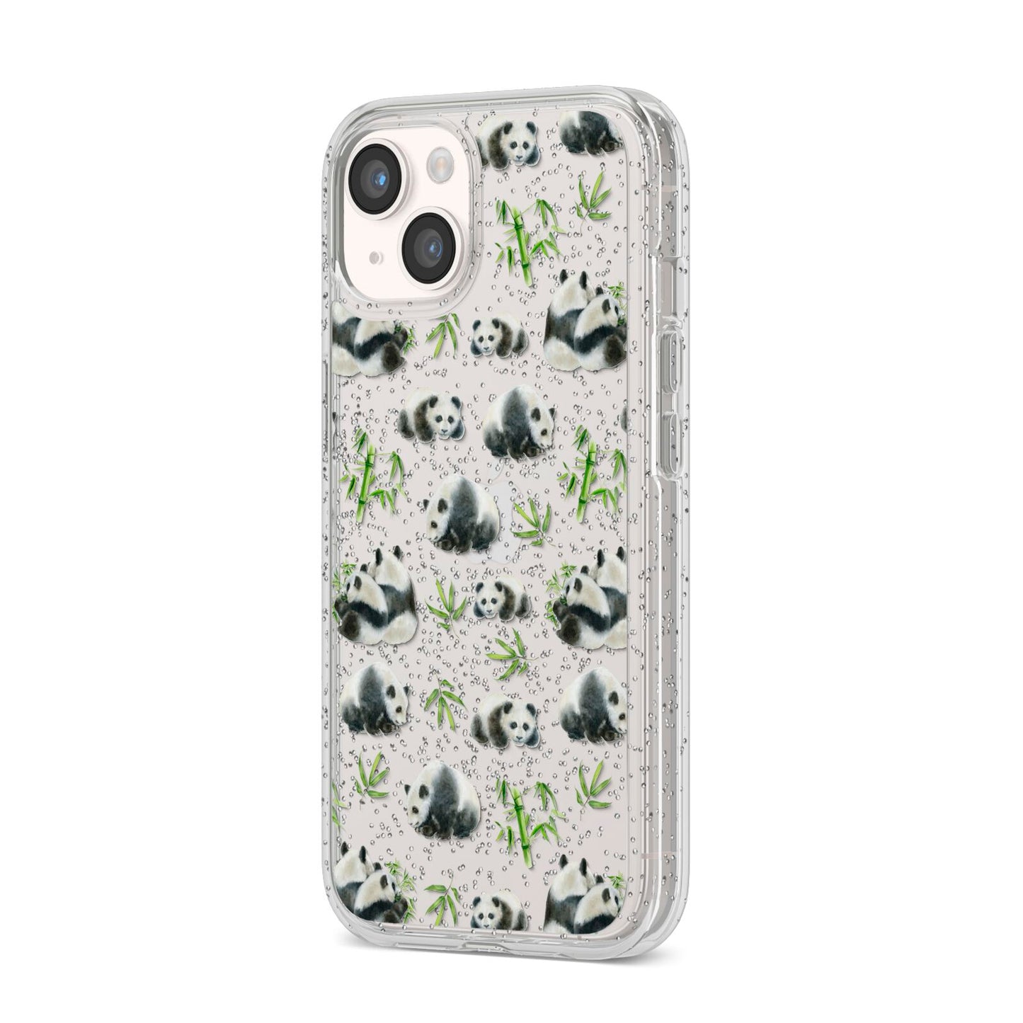 Panda iPhone 14 Glitter Tough Case Starlight Angled Image