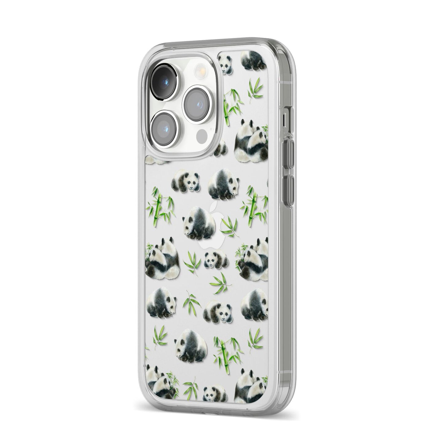 Panda iPhone 14 Pro Clear Tough Case Silver Angled Image