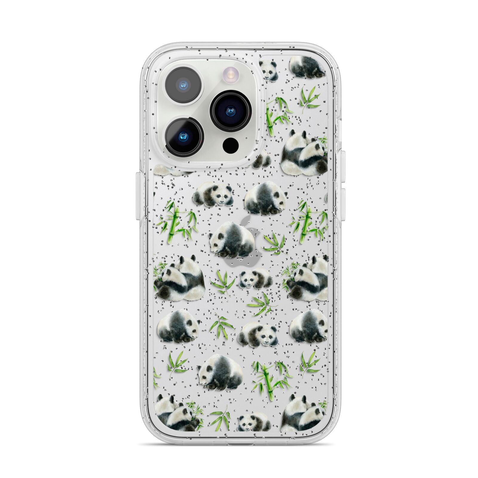 Panda iPhone 14 Pro Glitter Tough Case Silver