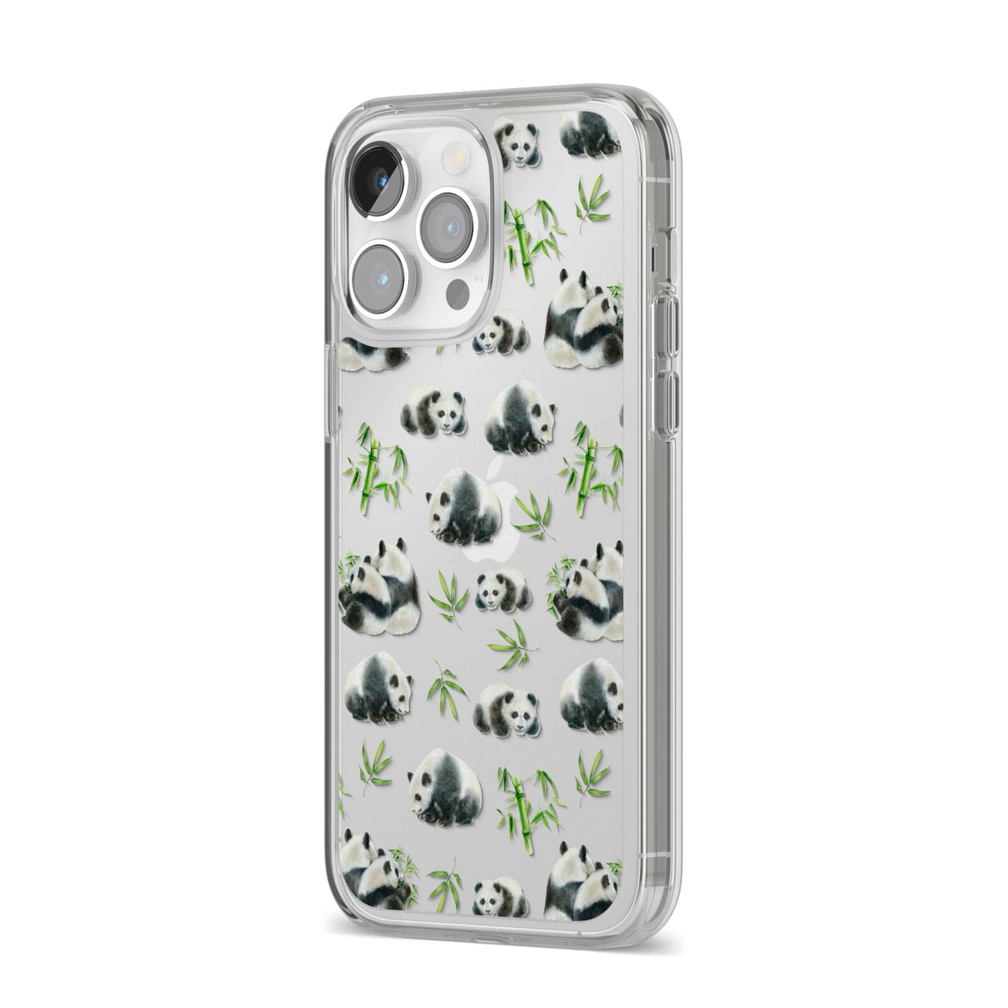 Panda iPhone 14 Pro Max Clear Tough Case Silver Angled Image